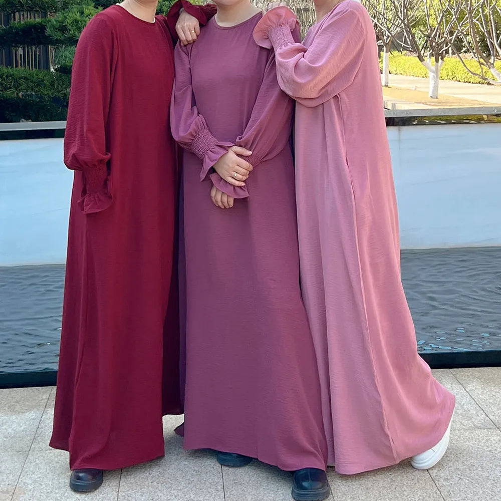 Dubai Turkey Solid Color Plus Size Women's Clothing Dress