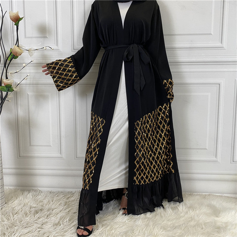 Embroidered Abaya | Front Open Abaya | Muslim Abaya | Chiffon Sequin Inactive