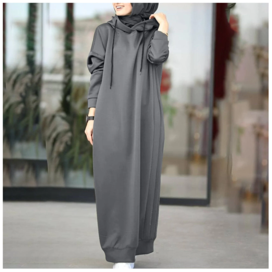 Maxi Sweatshirt Dress with Hood and Pockets in Sizes S - 5XL Active