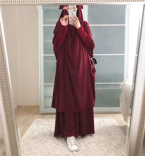 Two Piece | Jilbab| Muslim Prayer Garment | Hijab Dress Women Hooded | Khimar | Niqab Inactive