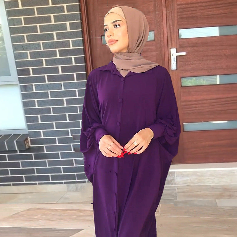 Elegant Muslim Solid Color Abaya | Muslim Woman Robe Inactive